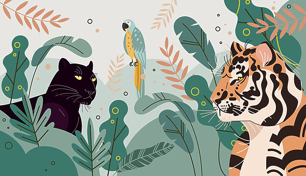 Group of animals in the jungle