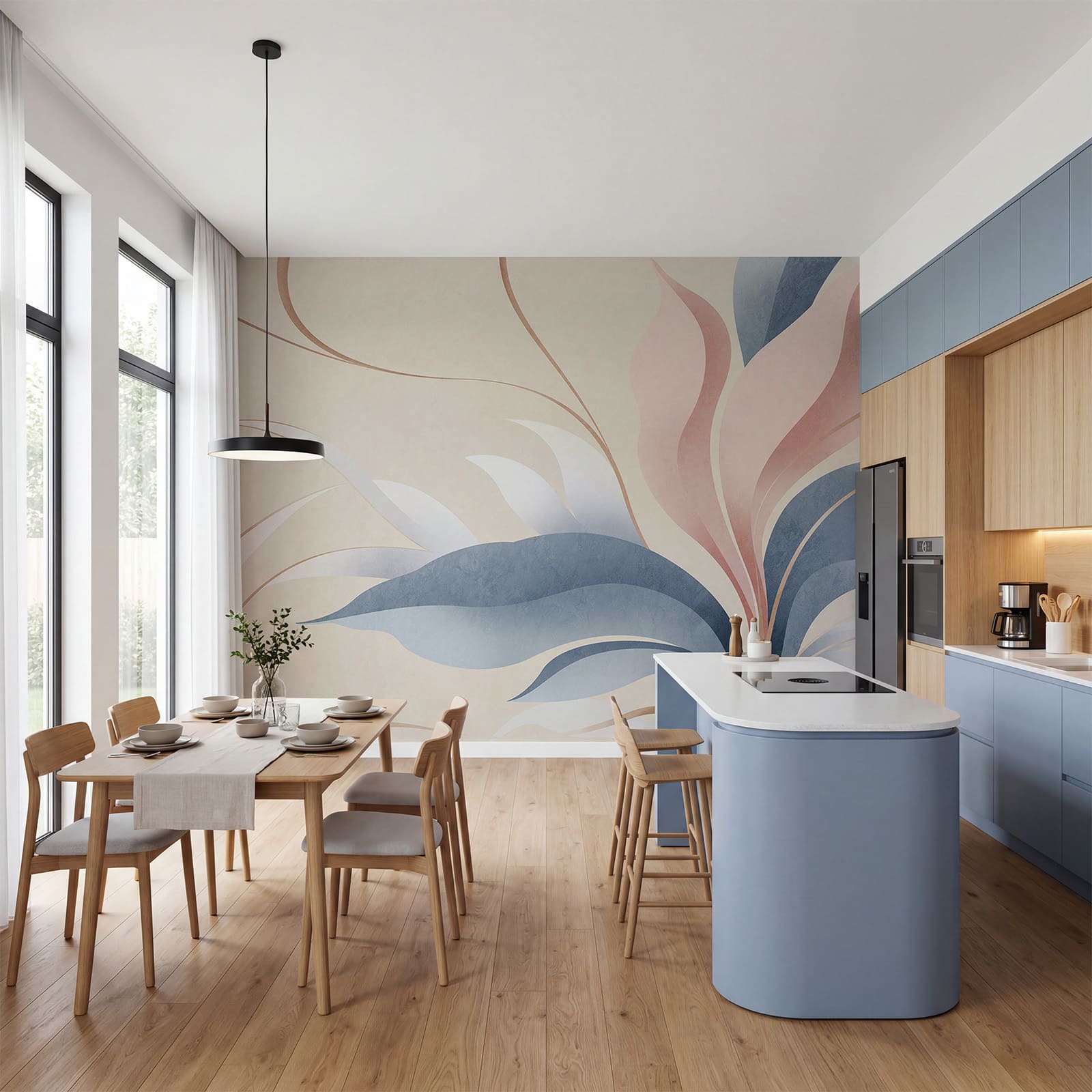 - Graceful flowing abstract design