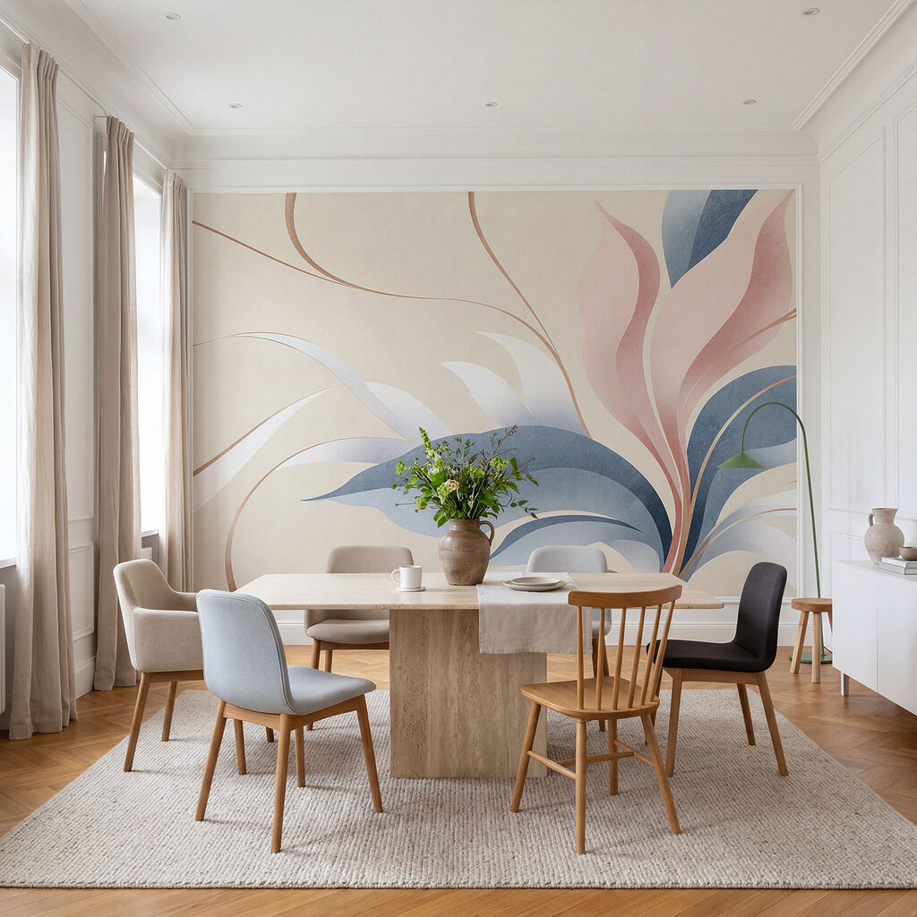 - Graceful flowing abstract design