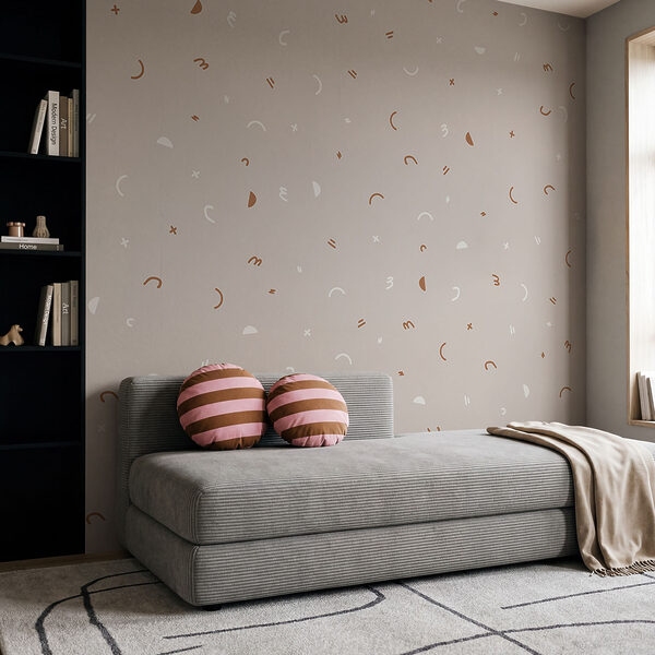 Pattern of small shapes and symbols