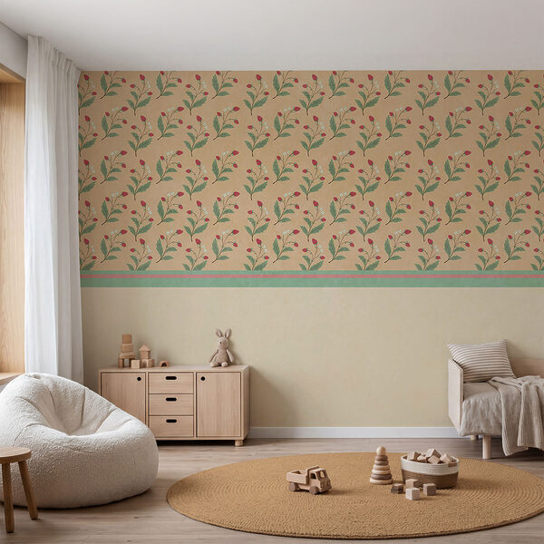 Pattern of flowers and leaves on a beige background Pattern of flowers and leaves on a beige background