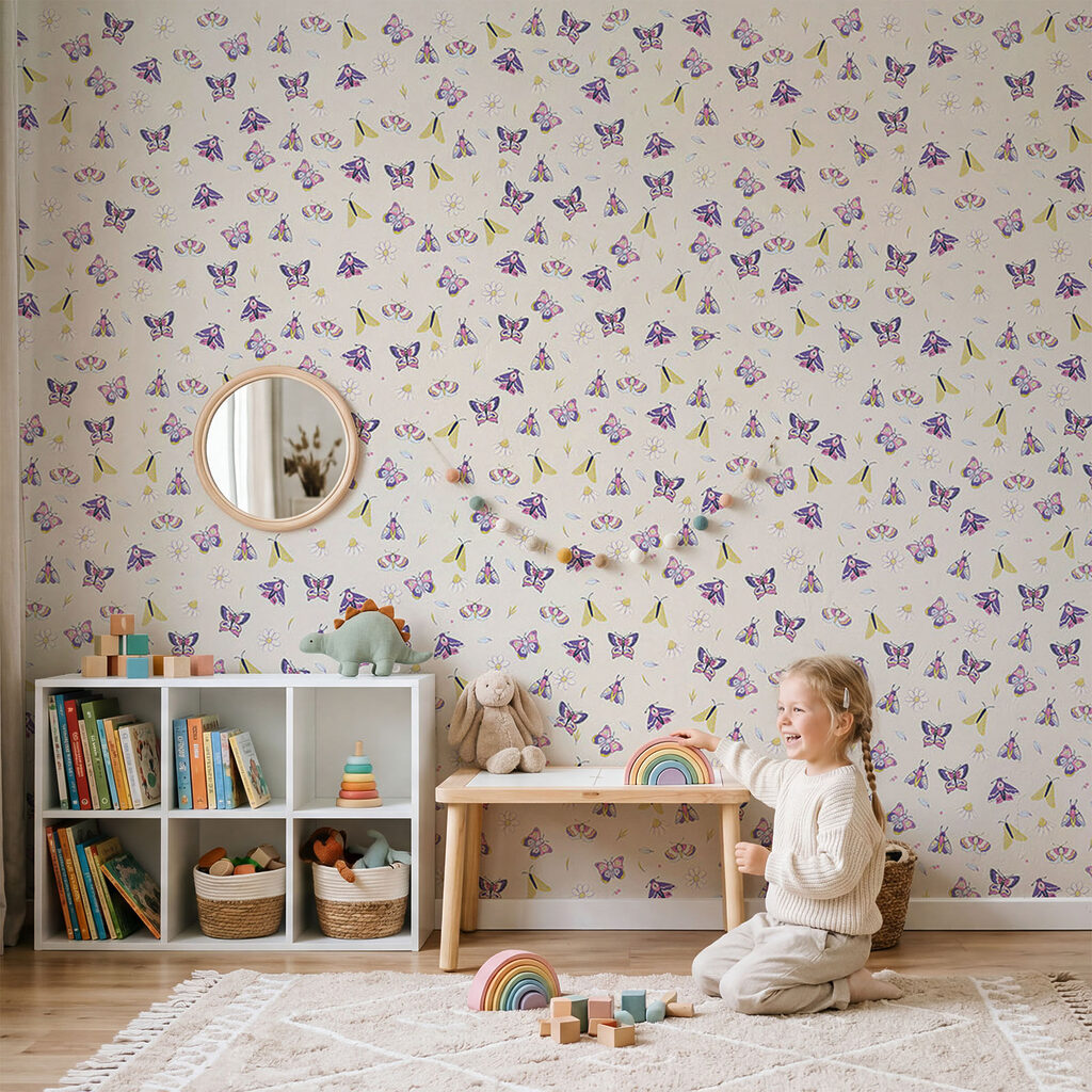 Pattern of butterflies and flowers