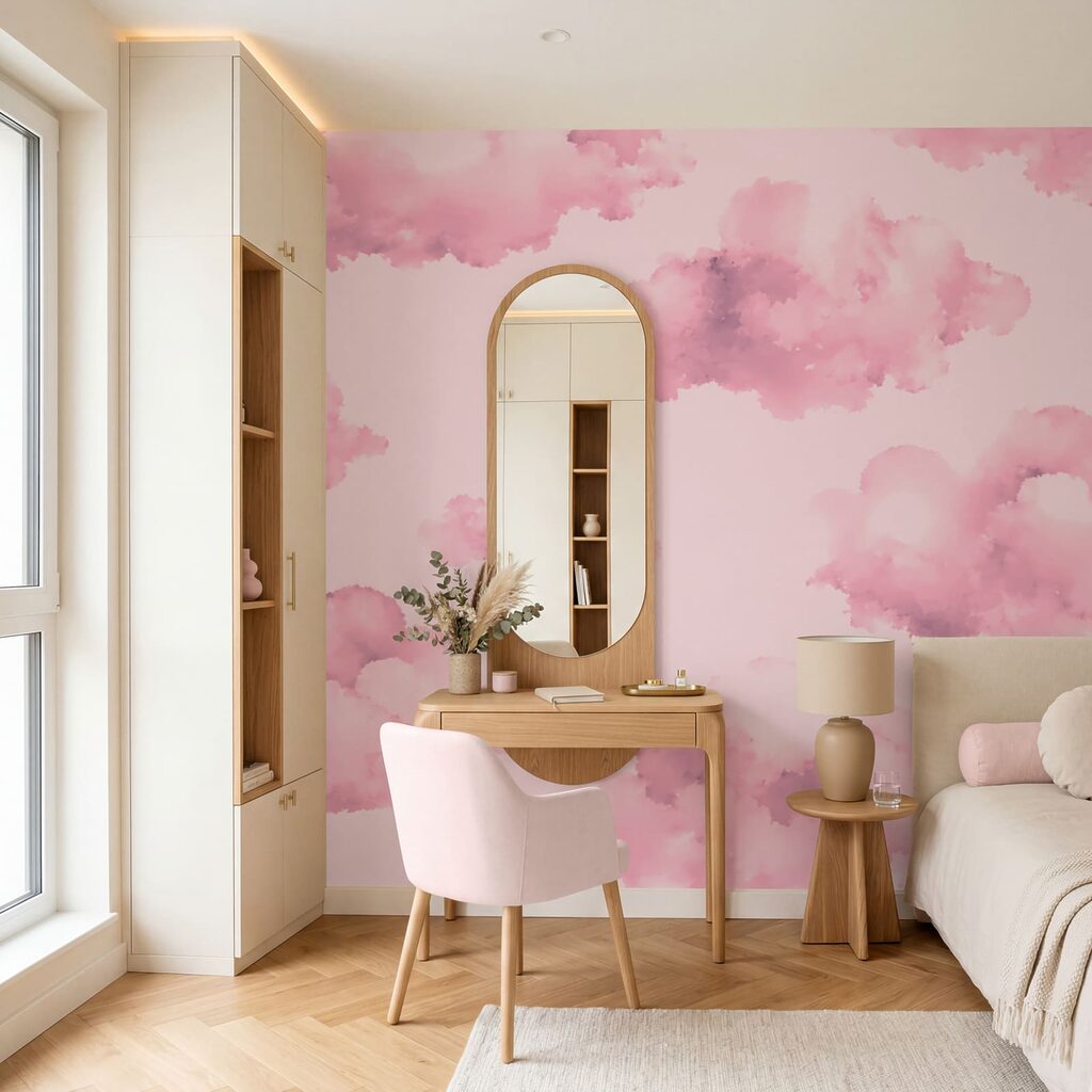 Pink clouds on a pink background