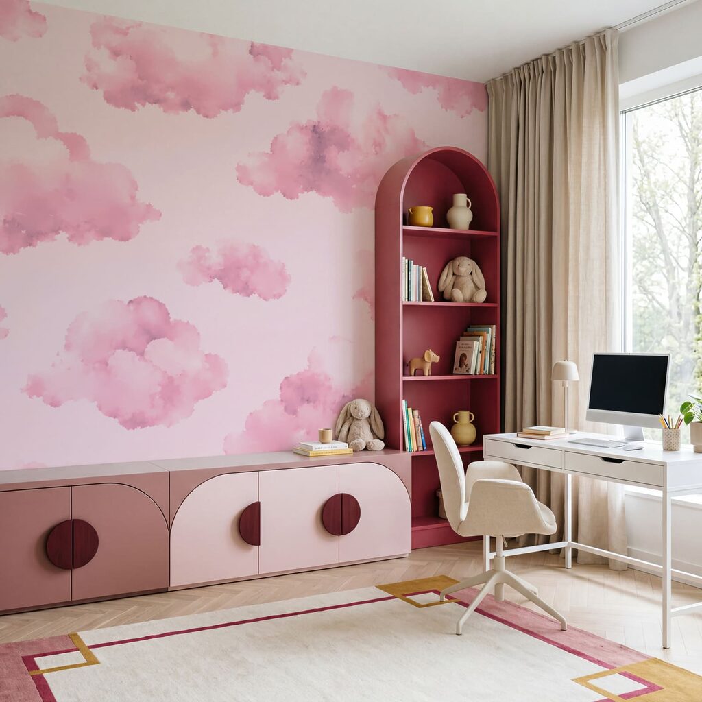 Pink clouds on a pink background