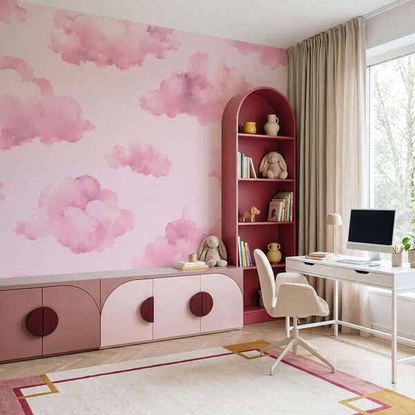 Pink clouds on a pink background