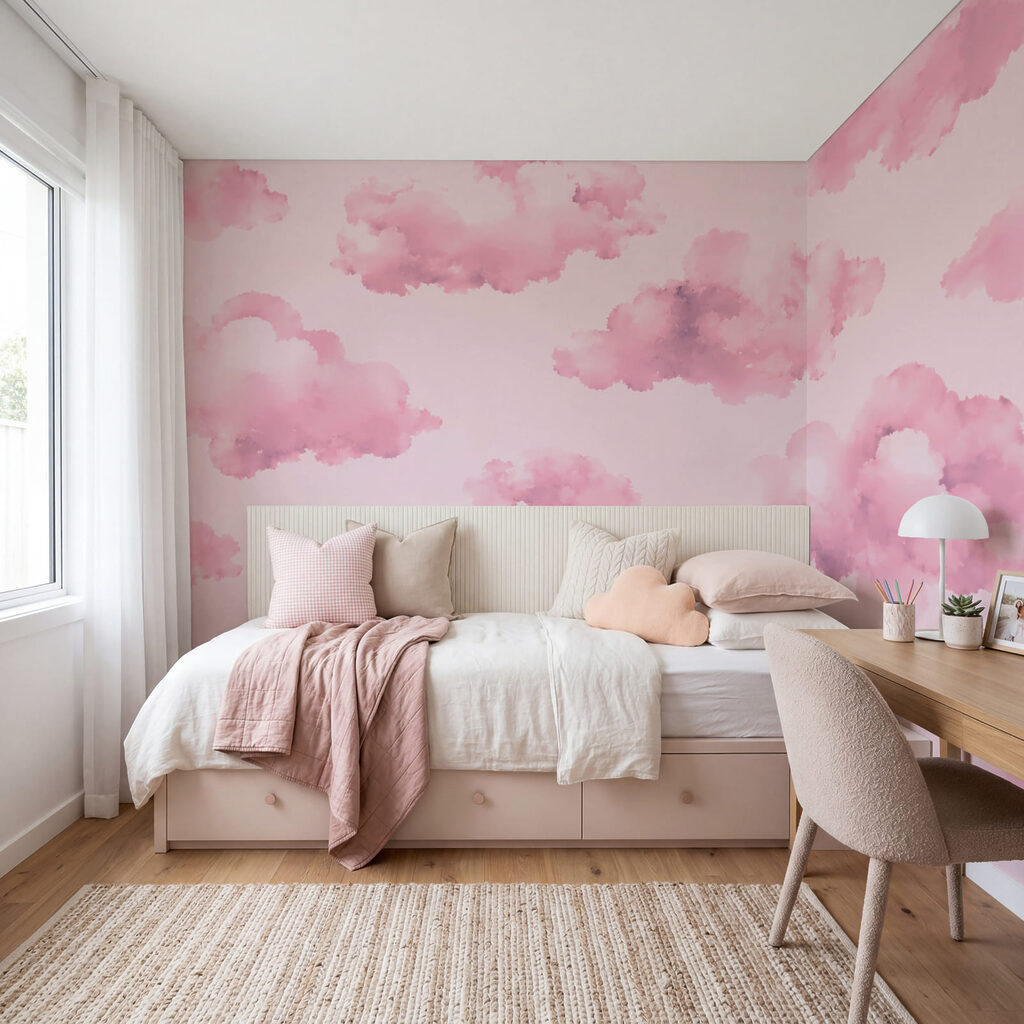 Pink clouds on a pink background