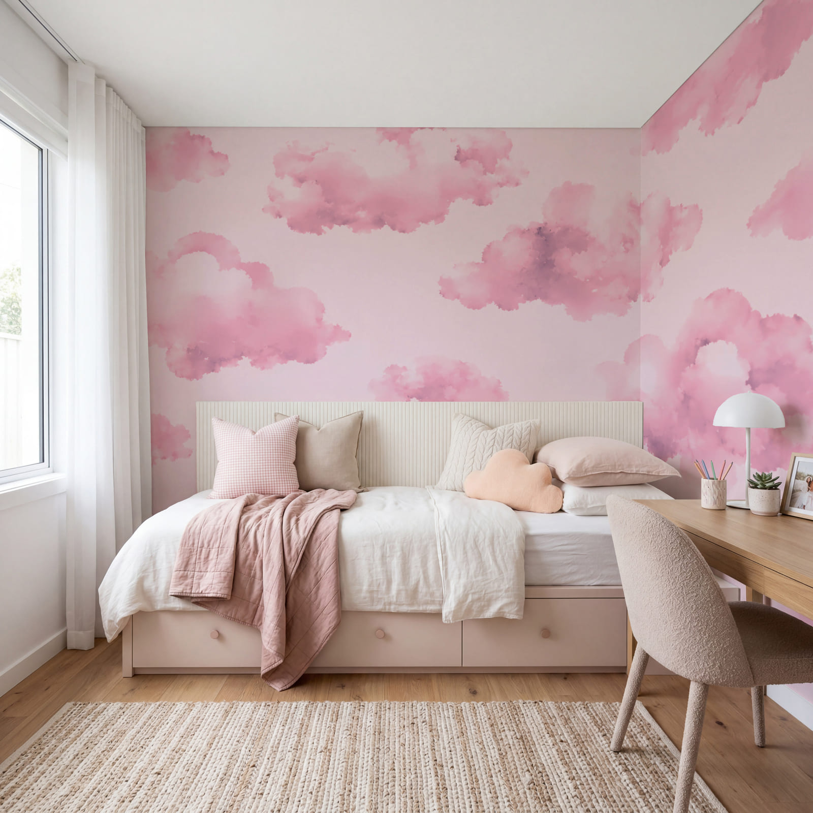 Pink clouds on a pink background