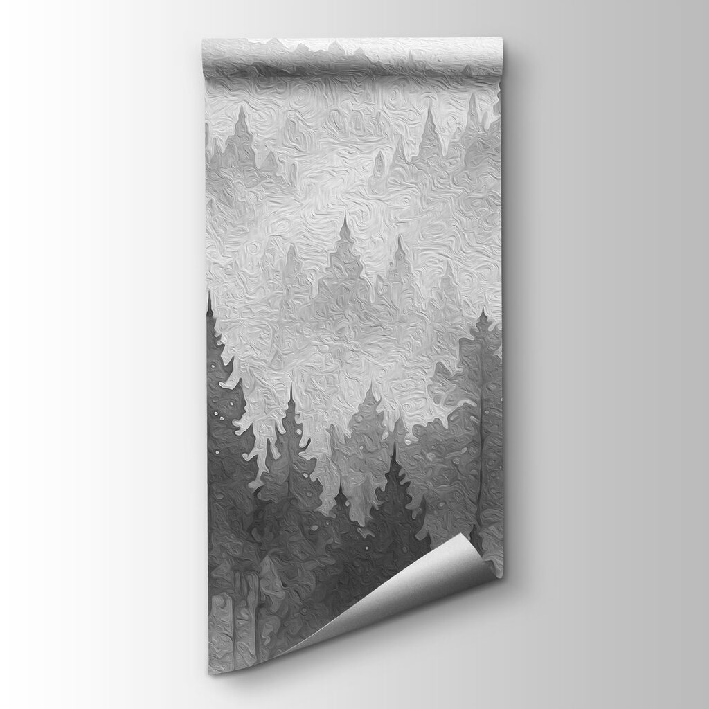 Mountain landscape with fog and trees Mountain landscape with fog and trees