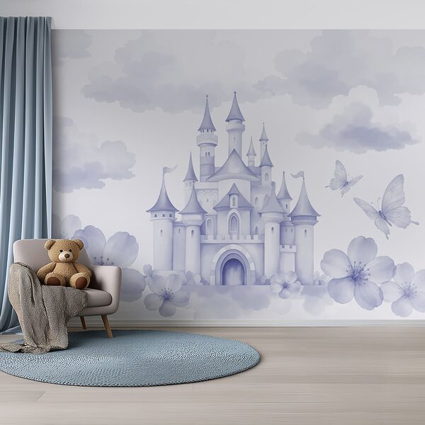 Castle with butterflies and flowers