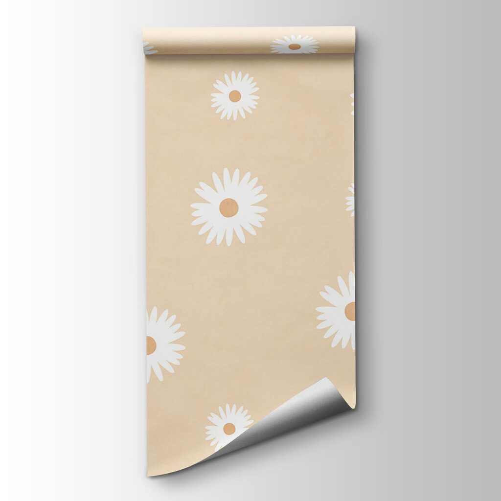 White flowers on a beige background