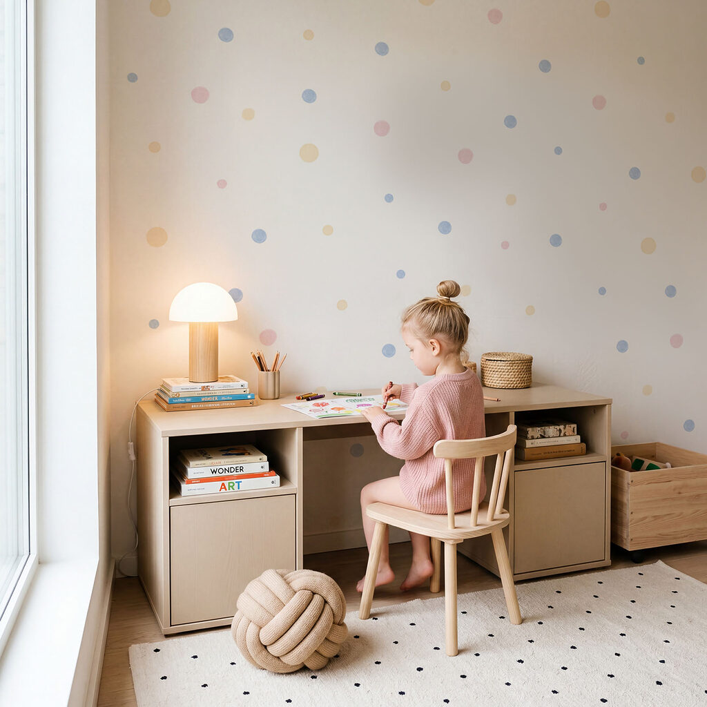 White background with multicolored dots