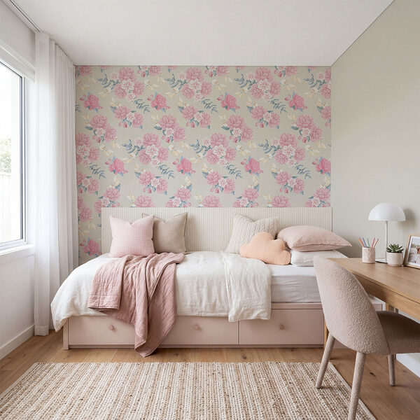 Wall mural Wall mural Pattern of pink flowers (SKU: t00809)