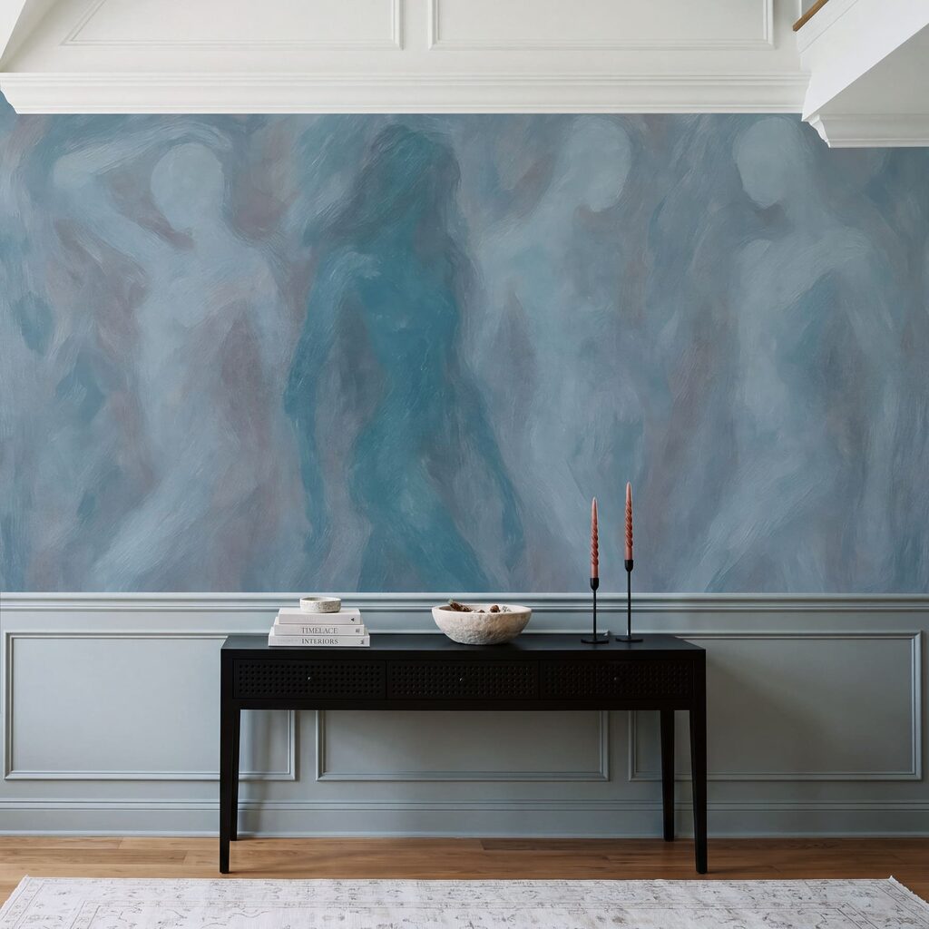 Group of people in a grey room Group of people in a grey room