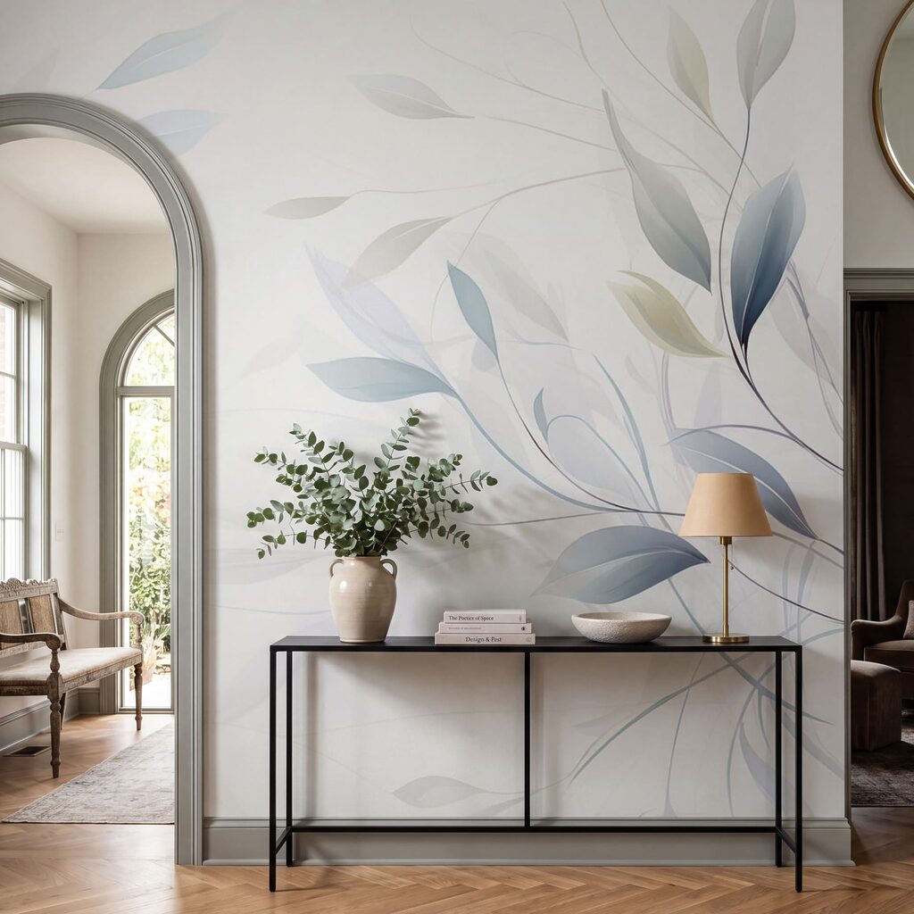 White background with leaves