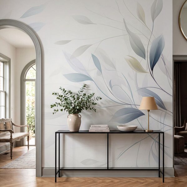 Wall mural White background with leaves (SKU: w05295) Wall mural Wall mural White background with leaves (SKU: w05295)