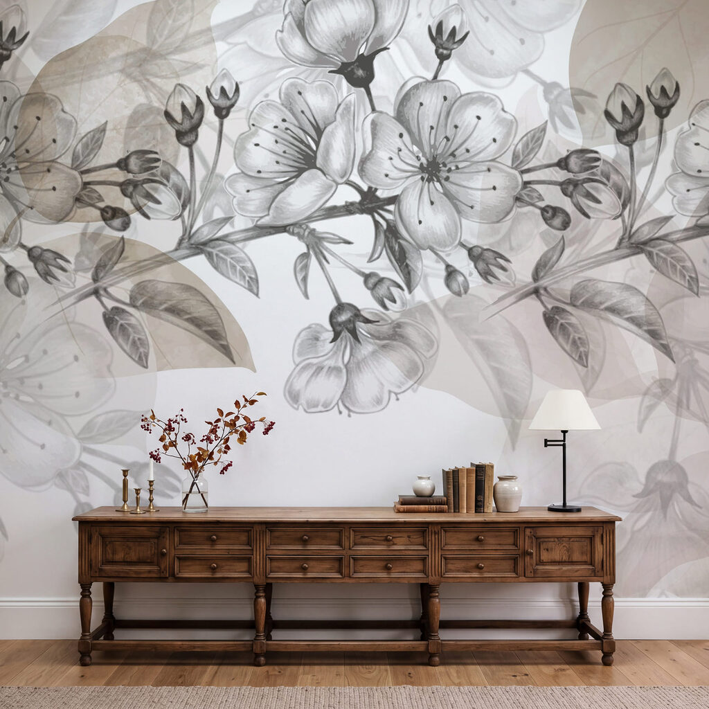 Drawing of a branch with flowers Drawing of a branch with flowers