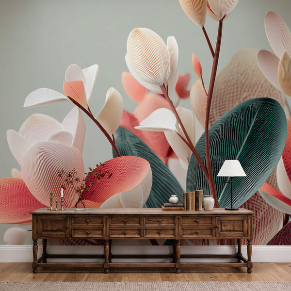 Wall mural Delicate blooms in soft colors (SKU: w09094) Wall mural Wall mural Delicate blooms in soft colors (SKU: w09094)