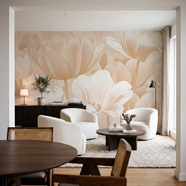 Wall mural Delicate blooms in soft hues (SKU: w09099) Wall mural Wall mural Delicate blooms in soft hues (SKU: w09099)