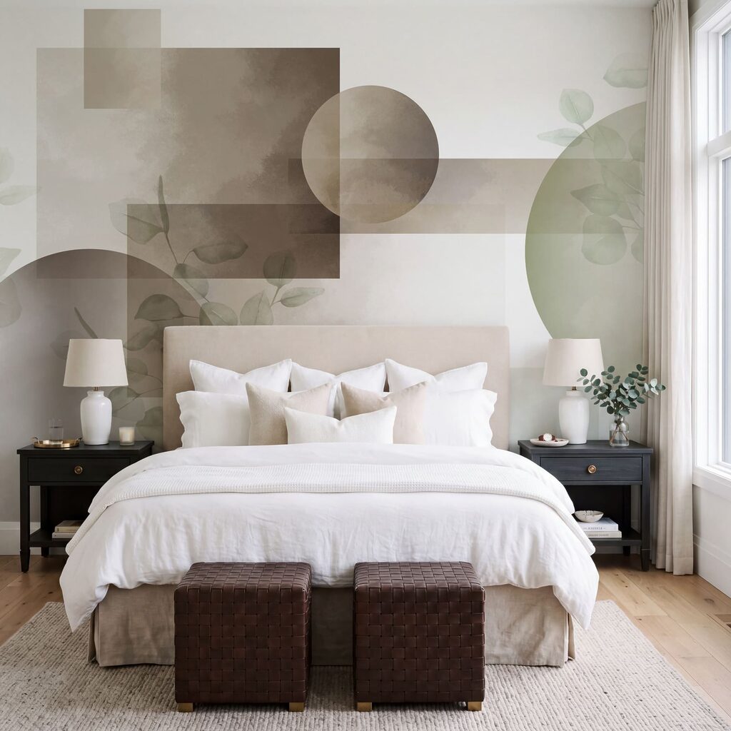 Abstract shapes with gentle foliage details