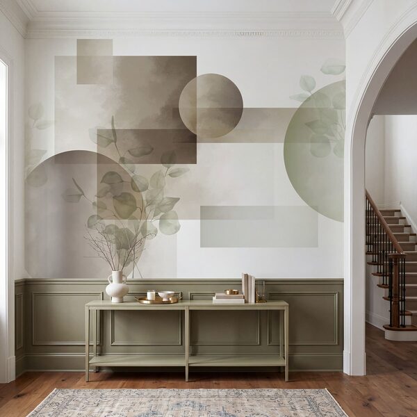 Wall mural Abstract shapes with gentle foliage details (SKU: w09110v1) Wall mural Wall mural Abstract shapes with gentle foliage details (SKU: w09110v1)
