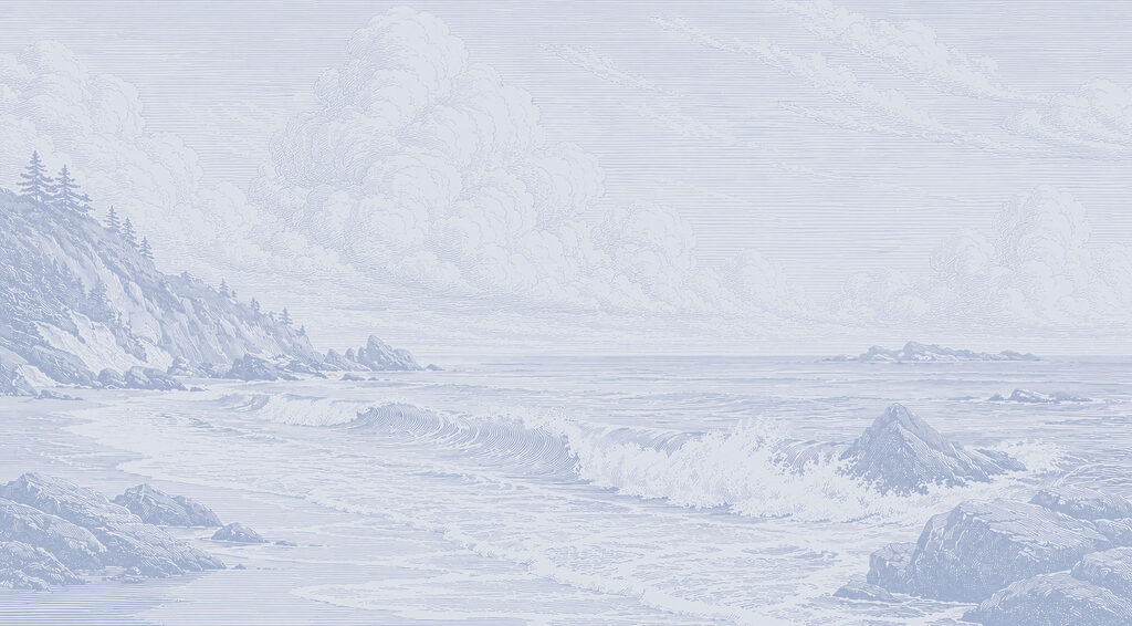 Landscape with waves crashing on the shore Landscape with waves crashing on the shore