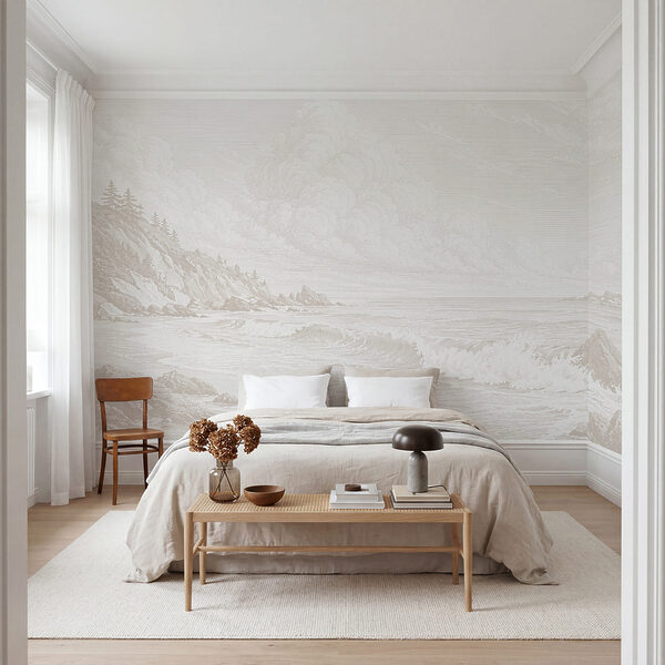 Wall mural Drawing of a beach with waves (SKU: t00813v1) Wall mural Wall mural Drawing of a beach with waves (SKU: t00813v1)