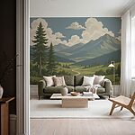 Wall mural Landscape with a path and mountains
