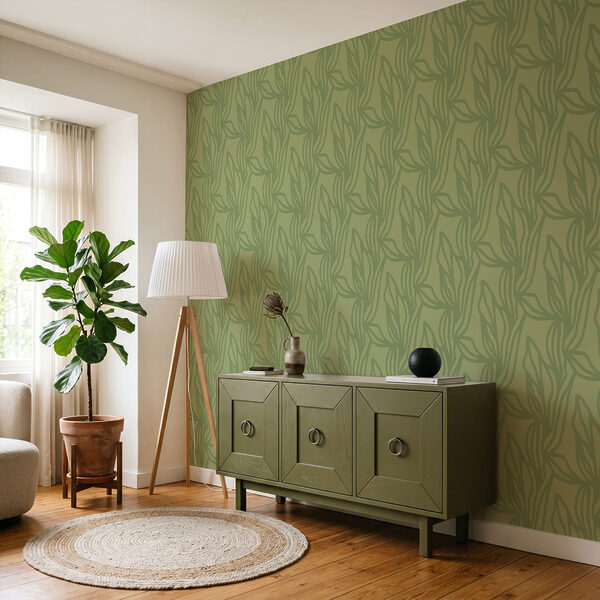 Wall mural Green pattern with leaves (SKU: t00817v1) Wall mural Wall mural Green pattern with leaves (SKU: t00817v1)