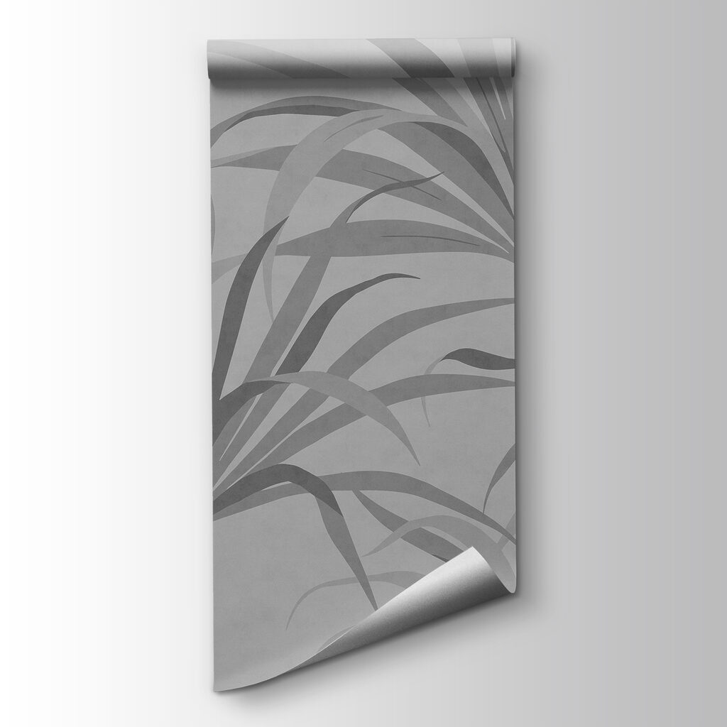 Grey background with leaves Grey background with leaves