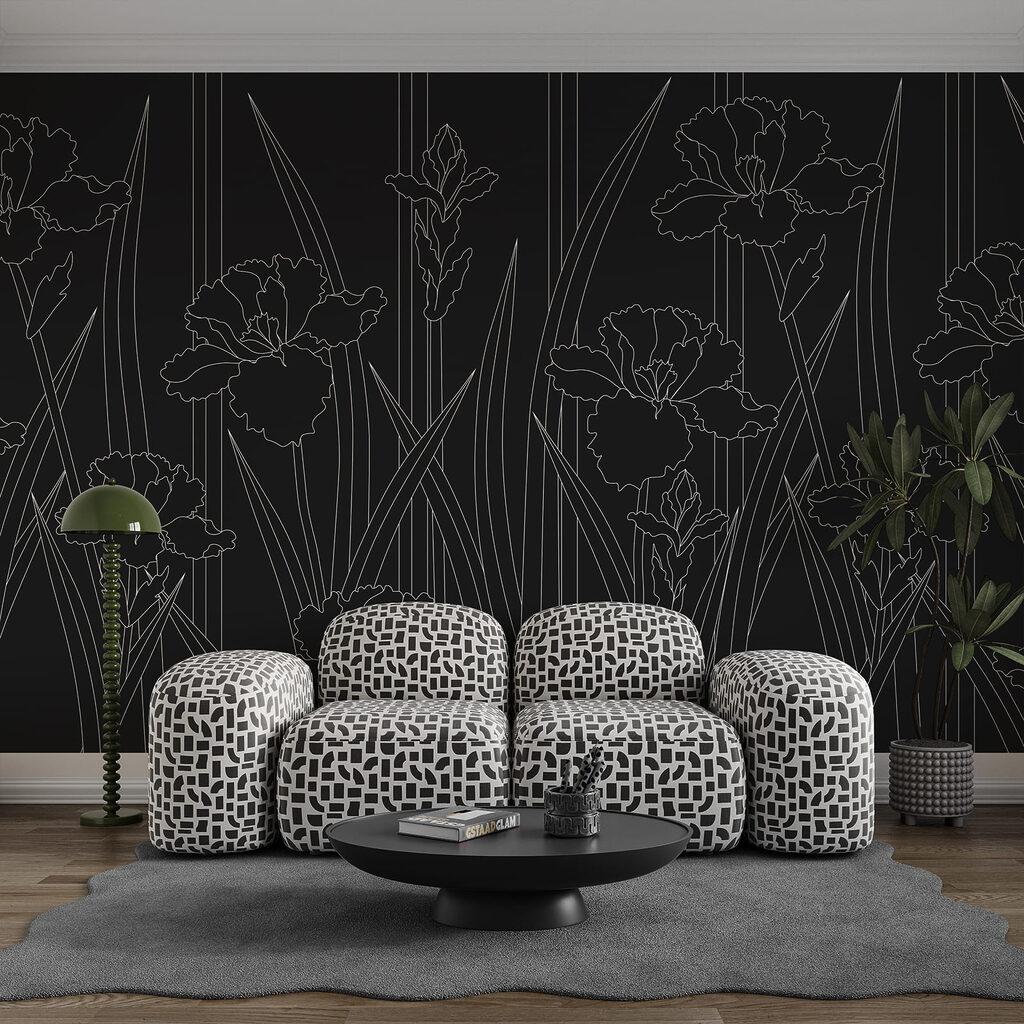 Black and white floral pattern