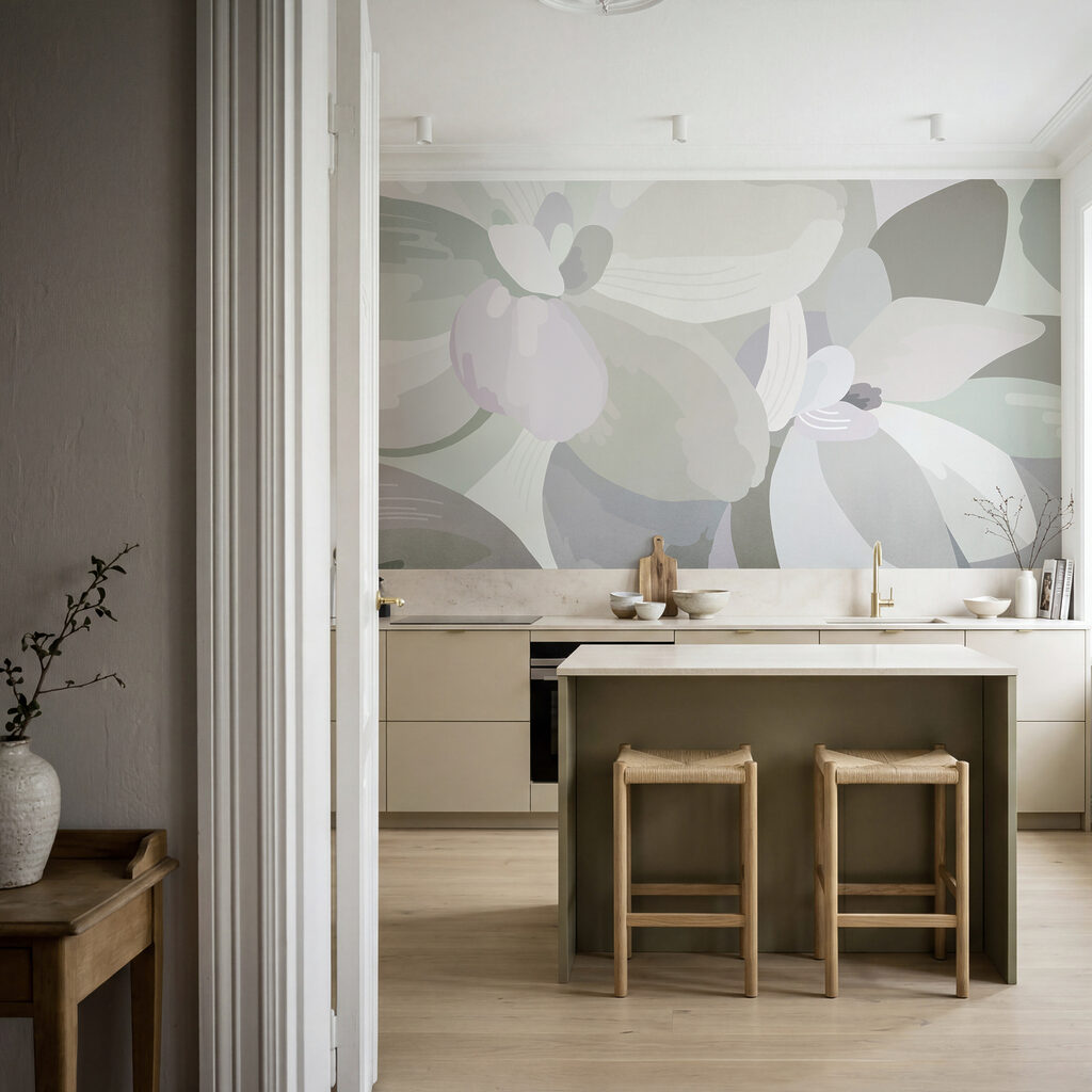 Soft pastels create a calming ambiance