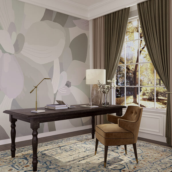 Soft pastels create a calming ambiance