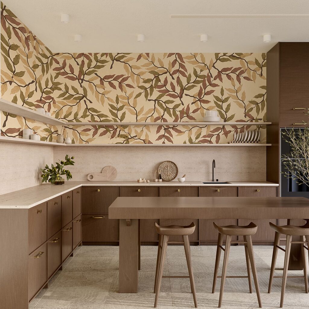 Pattern of leaves on a beige background Pattern of leaves on a beige background