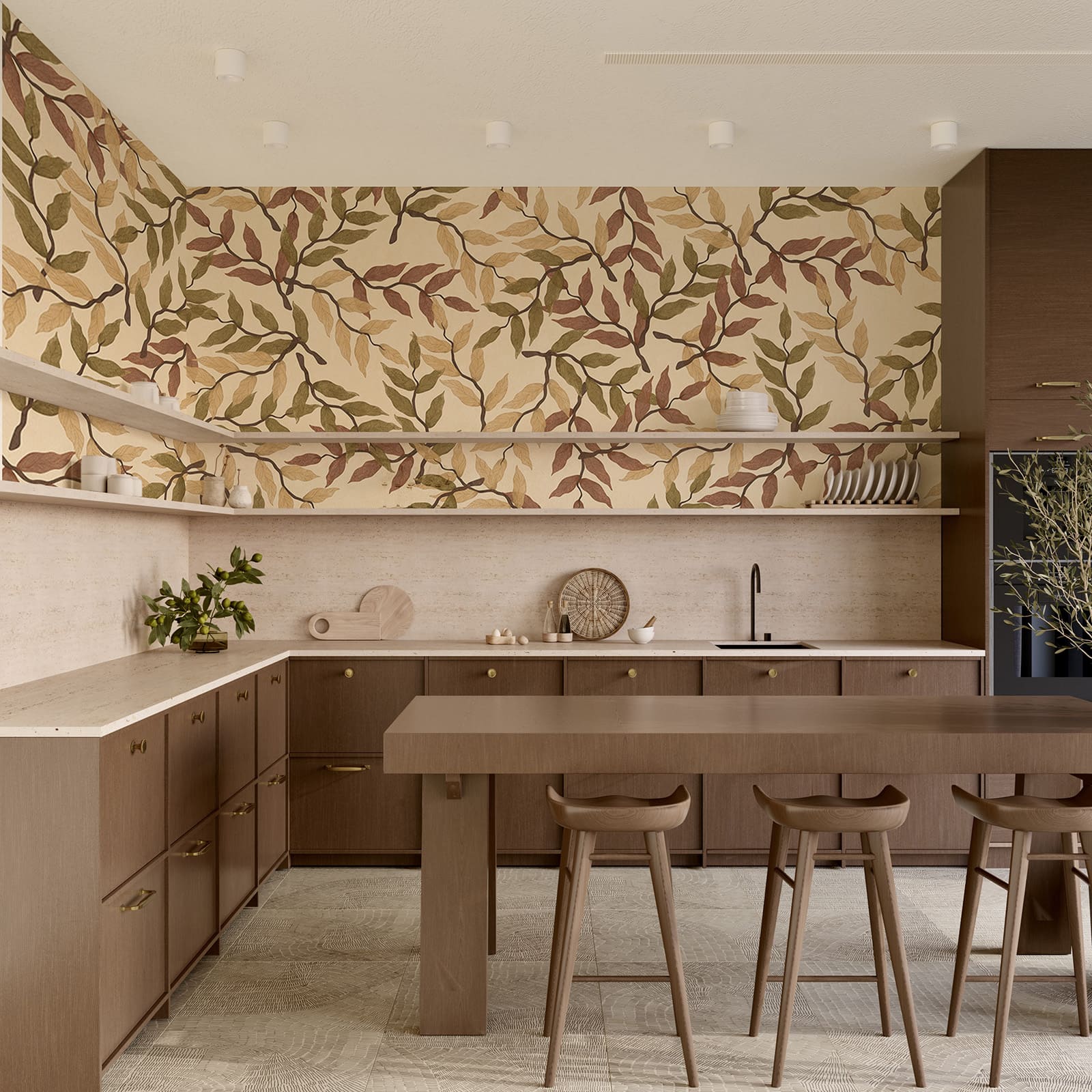Pattern of leaves on a beige background Pattern of leaves on a beige background