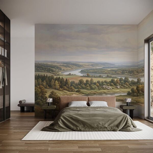 Wall mural River running through a valley
