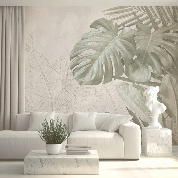 Wall mural Natural greens on a soft backdrop