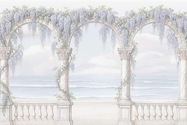 White archway with purple flowers on it White archway with purple flowers on it