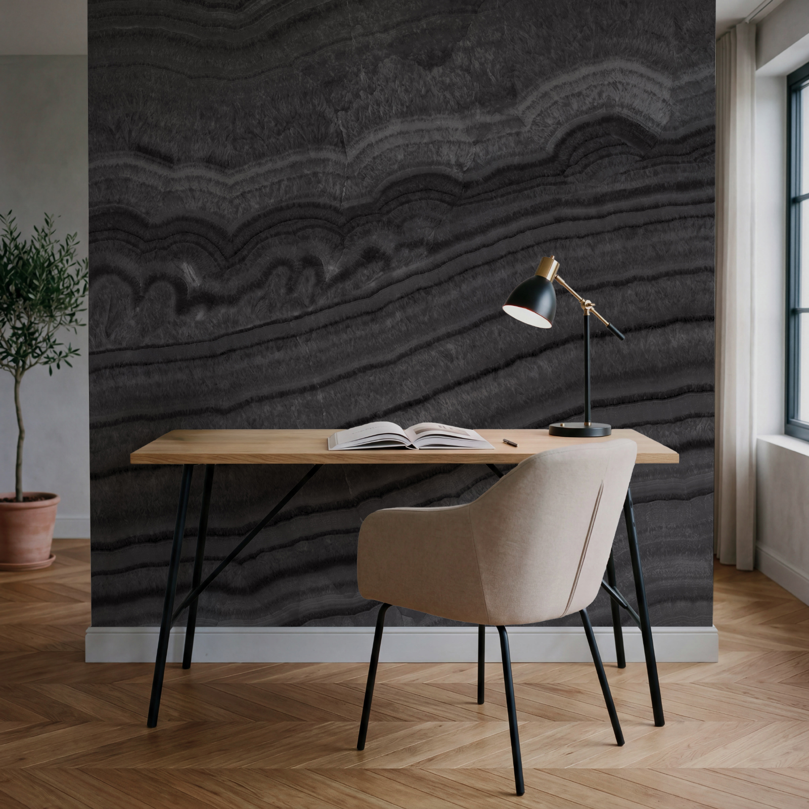 Black and white striped surface