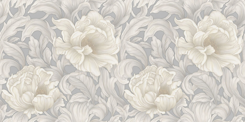 Wallpaper with flowers and leaves Wallpaper with flowers and leaves