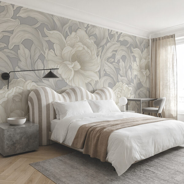 Wallpaper with flowers and leaves Wallpaper with flowers and leaves