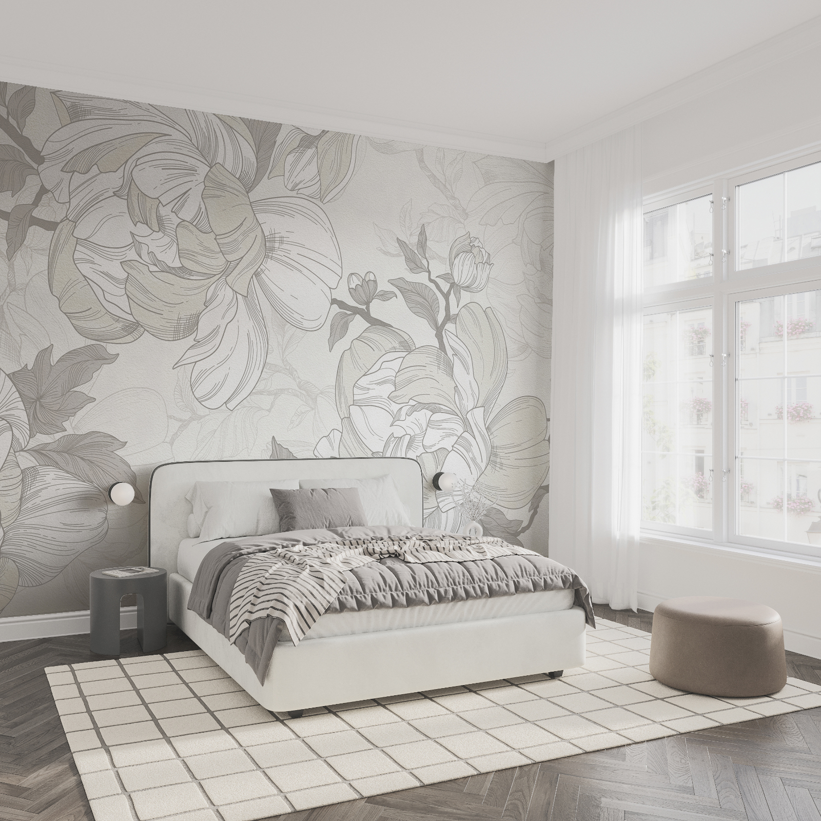 White and gray floral pattern White and gray floral pattern