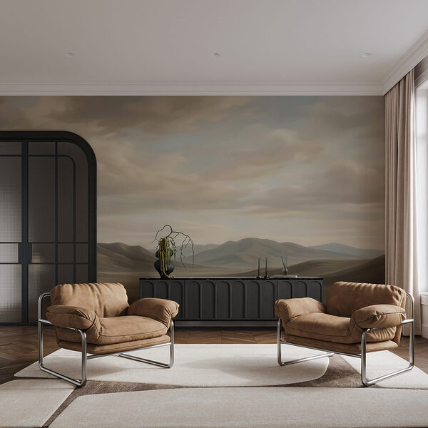 Wall mural Landscape of a desert with hills and clouds (SKU: t00853) Wall mural Wall mural Landscape of a desert with hills and clouds (SKU: t00853)