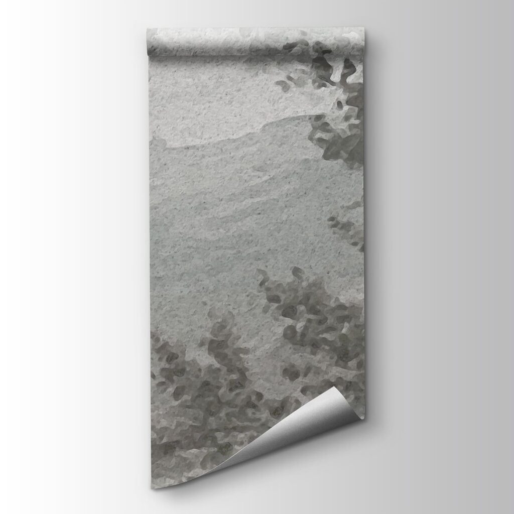 Grey and white landscape with trees and a river Grey and white landscape with trees and a river
