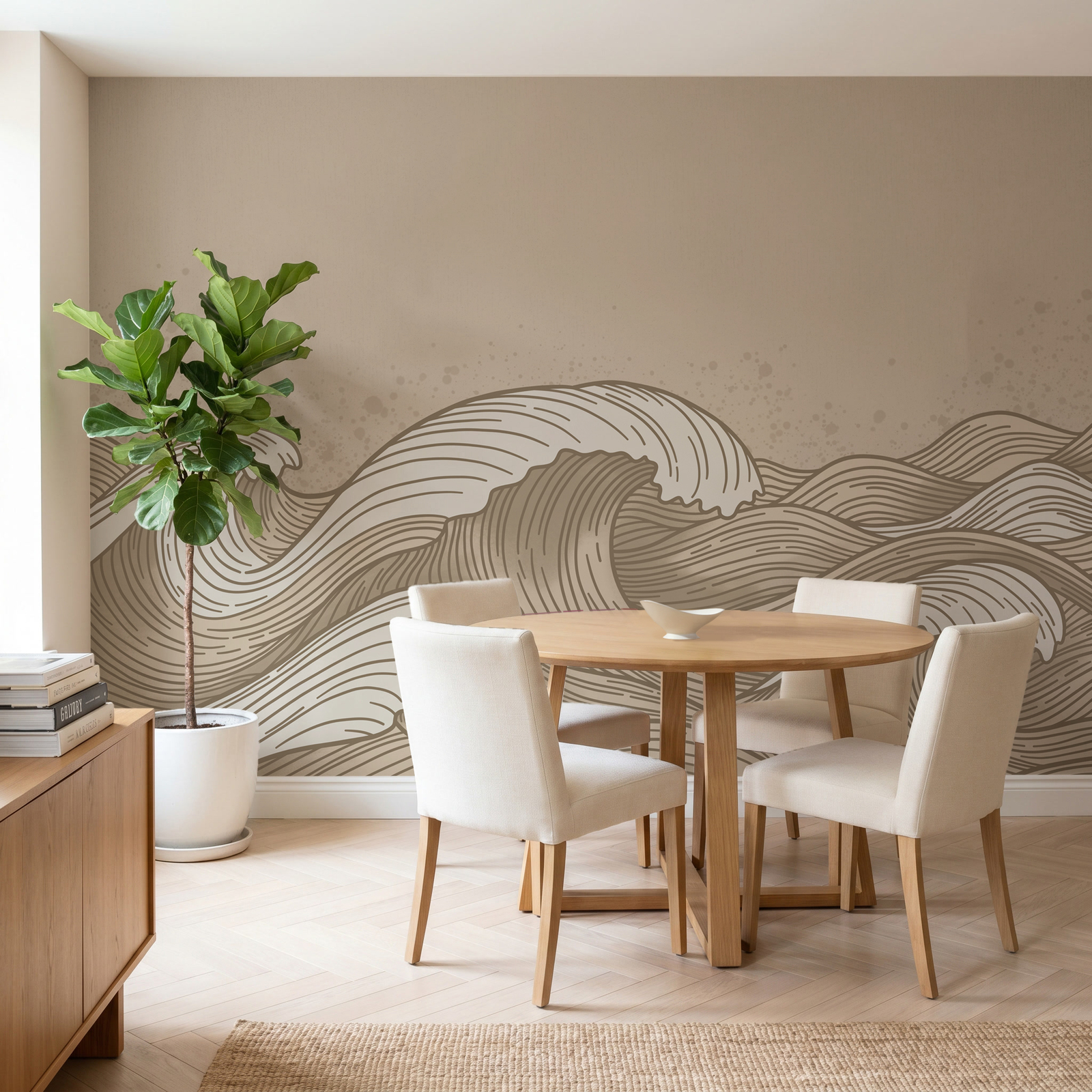 Drawing of waves in a sea Drawing of waves in a sea