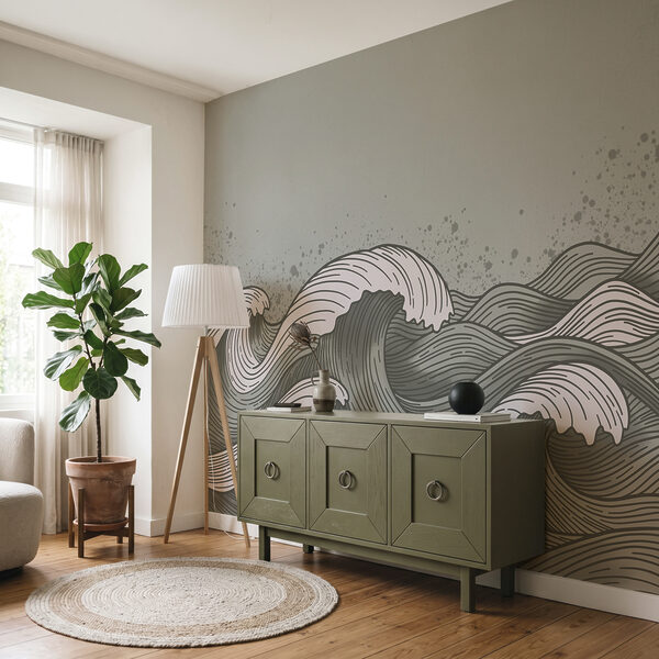 Drawing of waves in a sea Drawing of waves in a sea
