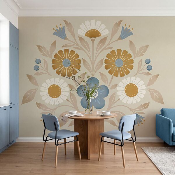 Flower design on a wall Wall mural Flower design on a wall