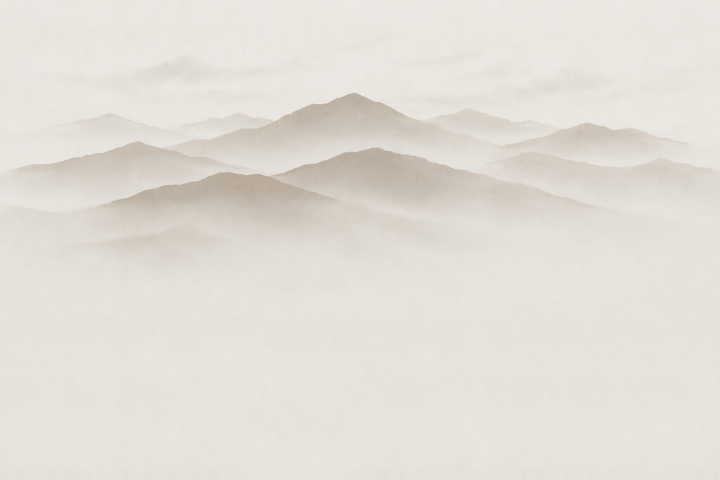 Foggy mountain range