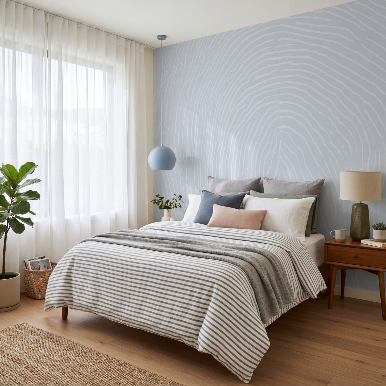 White lines on a blue background