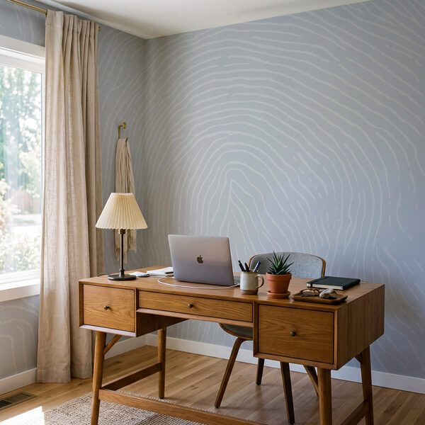 White lines on a blue background