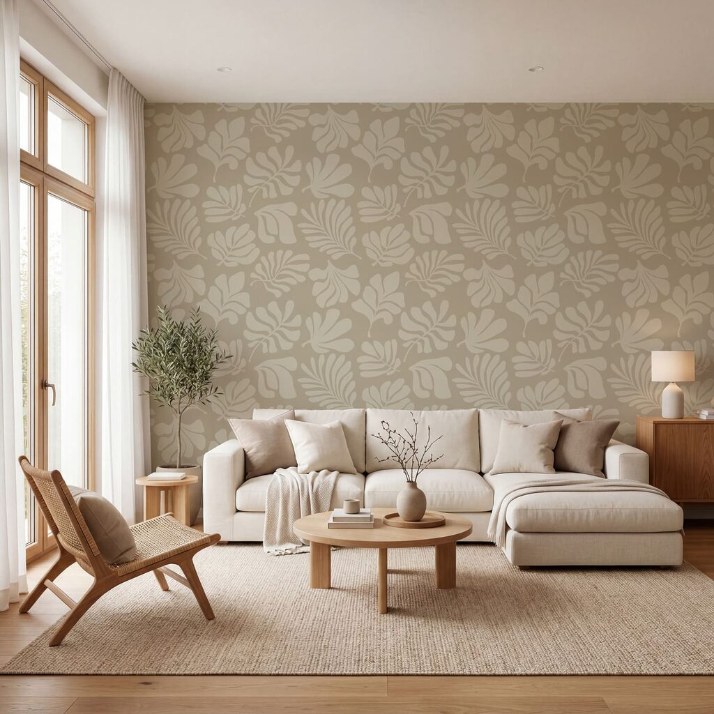 Pattern of leaves on a beige background Pattern of leaves on a beige background